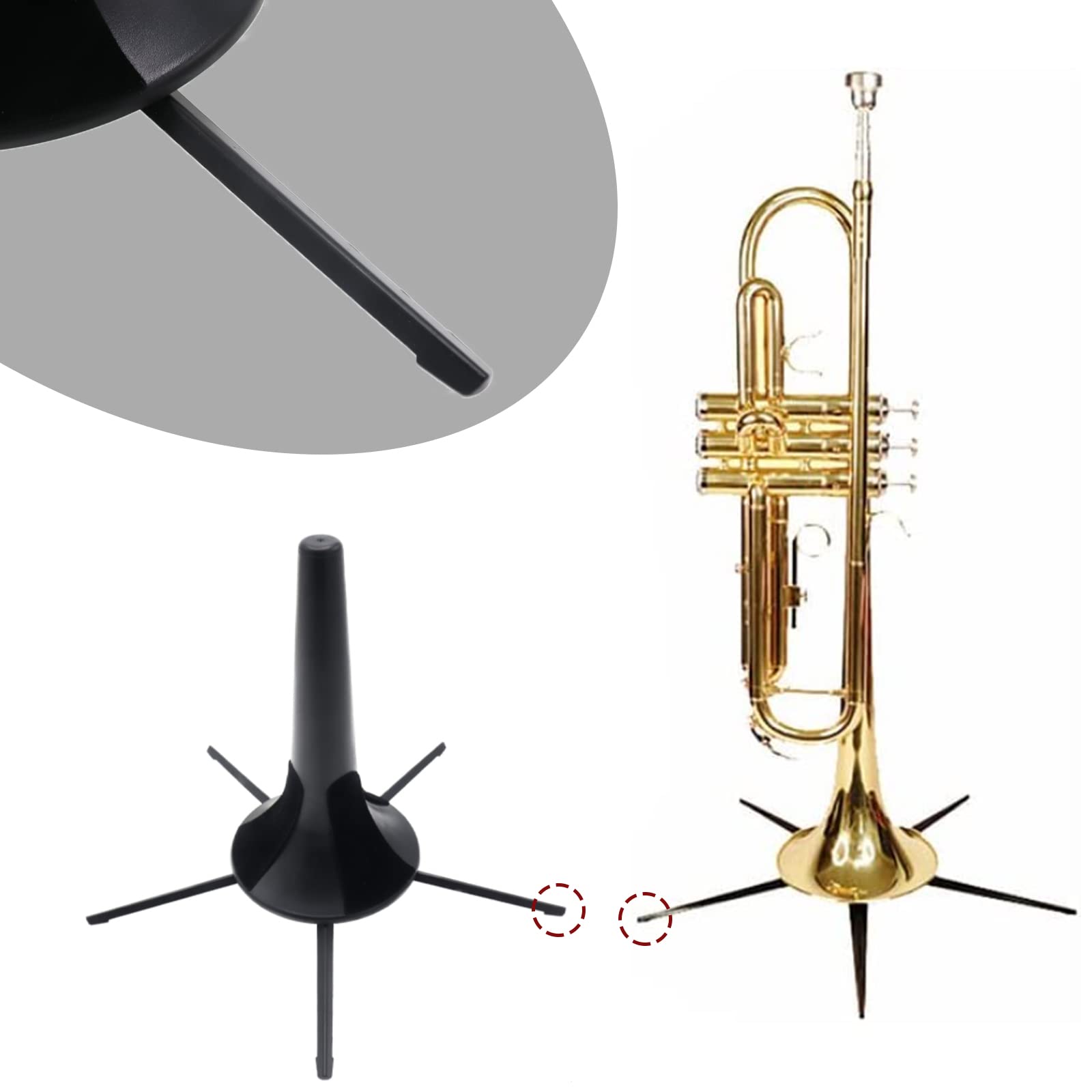 Cheerock Portable 5-Leg Trumpet Stand Holder, Fordable Black Metal Leg Base Trumpet Stand with Protective Felts, Trumpet Insturment Stand Accessories