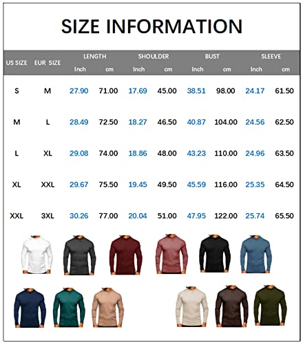 NJNJGO Mens Long Sleeve Basic Tops Mock Turtleneck Undershirt Stretch Pullover T-Shirt Coffee