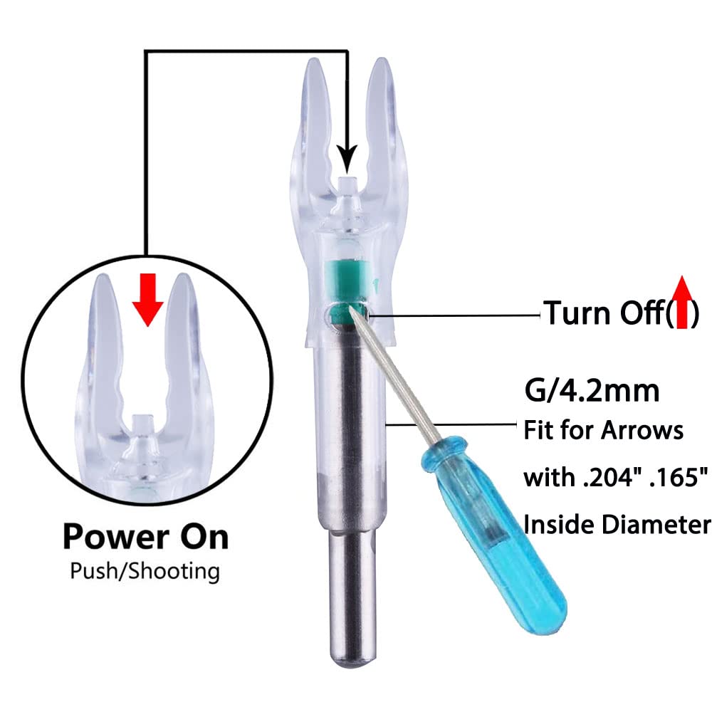 KEAUP G/4.2mm Lighted Nocks for Arrows with .165".204" Inside Diameter 3PCS with X Bushings,Screwdriver Included (Green)