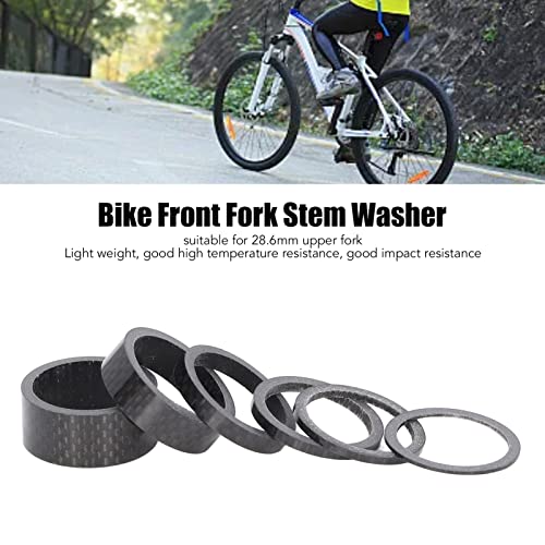 Kadimendium Bike Front Fork Stem Spacer, Carbon Fiber Smooth Edges Lightweight Bicycle Headset Spacer Impact Resistant for Road Bikes