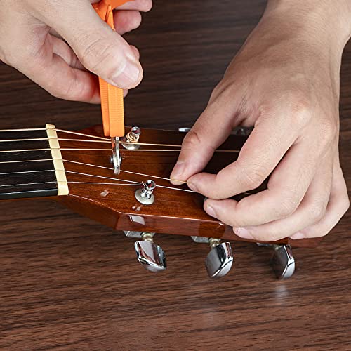 Musiin 3 in 1 Guitar String Changing Tool, Guitar String Winder, Guitar String Cutter, Guitar Bridge Pin Puller for Acoustic Electric Classical Guitar String Changing Restringing (Orange)