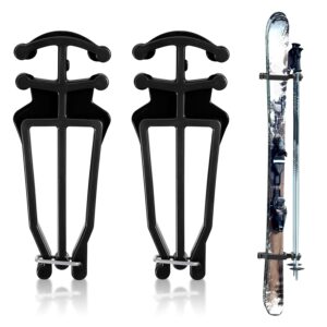 cross country skis and poles holder, universal ski pole clips holder ski pole carrier ski accessories, 1 pair, black