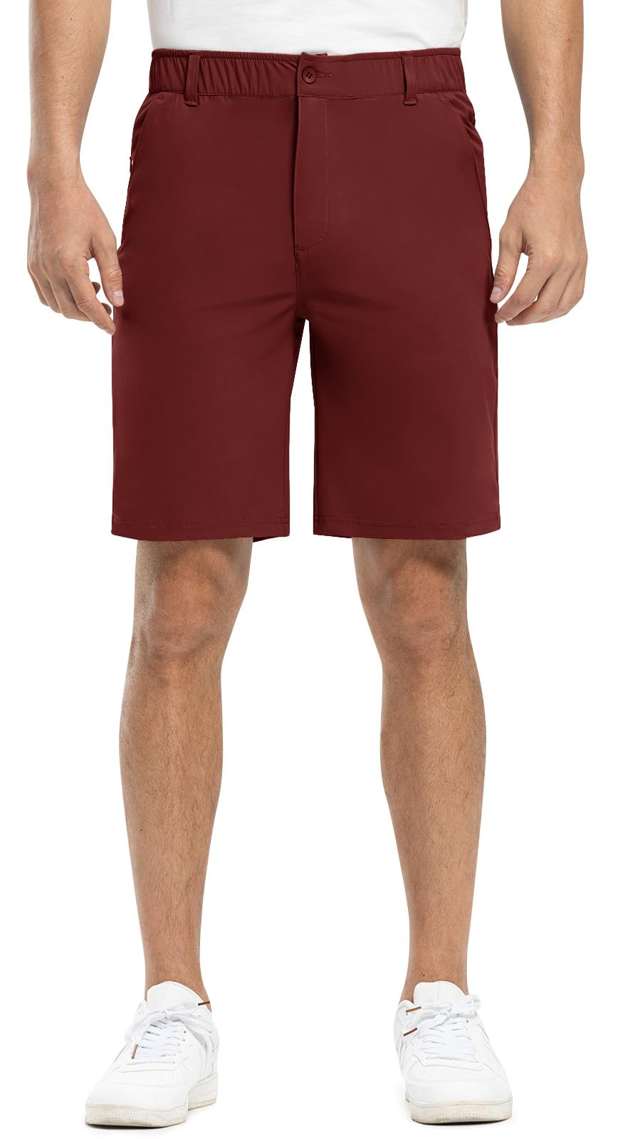 Rdruko Men's Work Shorts Stretch Dry Fit Golf Dress Sports Shorts(Wine Red, US 36)