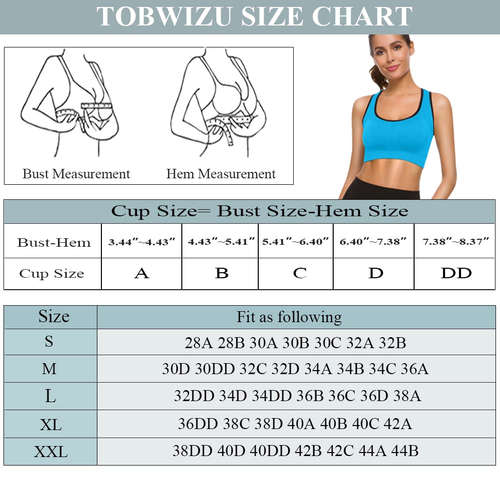 TOBWIZU Racerback Sports Bras for Women Plus Size Seamless Padded Activewear Bras for Workout Yoga Gym Comfy Sleep Everyday Bra Black