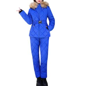 womens ski jackets and pants set winter windproof sport snowsuit warm snowboard apparel full zip outerwear with hood