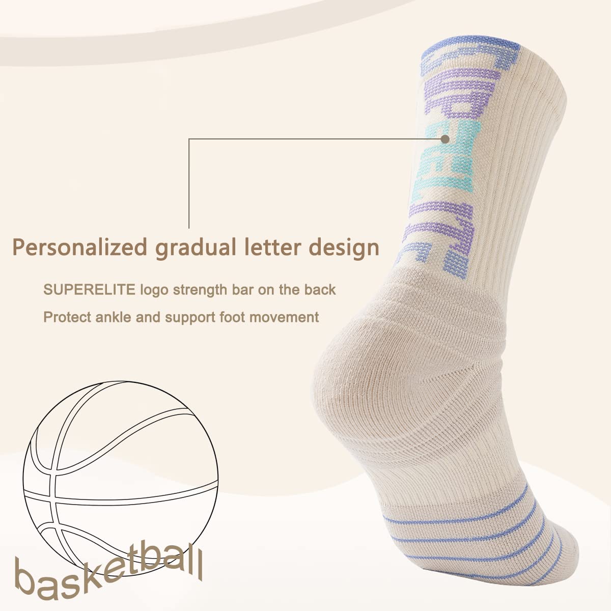 YQHMT Athletic Crew Socks Performance Thick Cushioned Sport Basketball Running Training Compression Socks for Men & Women