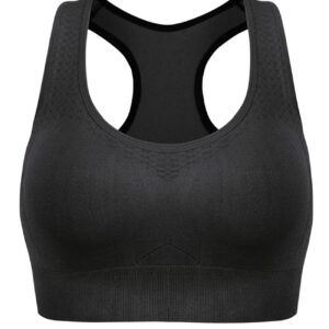 TOBWIZU Racerback Sports Bras for Women Plus Size Seamless Padded Activewear Bras for Workout Yoga Gym Comfy Sleep Everyday Bra Black