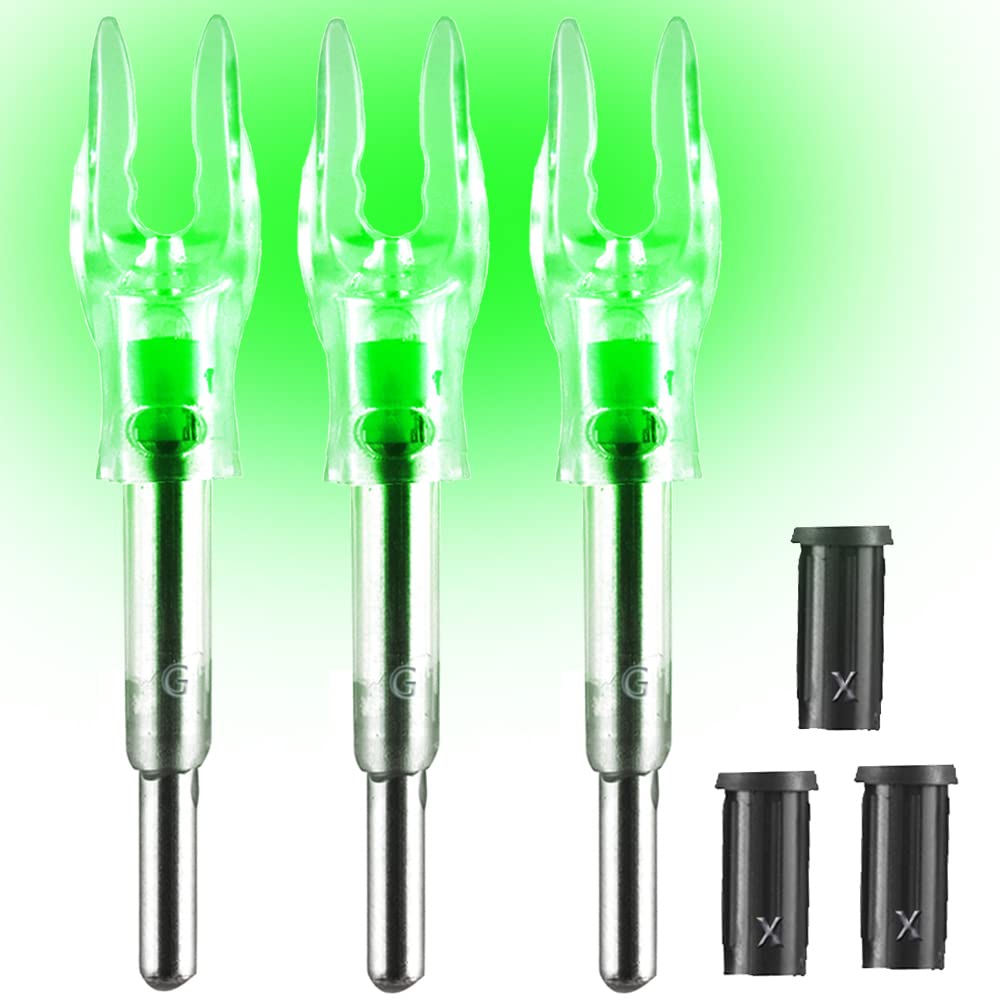 KEAUP G/4.2mm Lighted Nocks for Arrows with .165".204" Inside Diameter 3PCS with X Bushings,Screwdriver Included (Green)