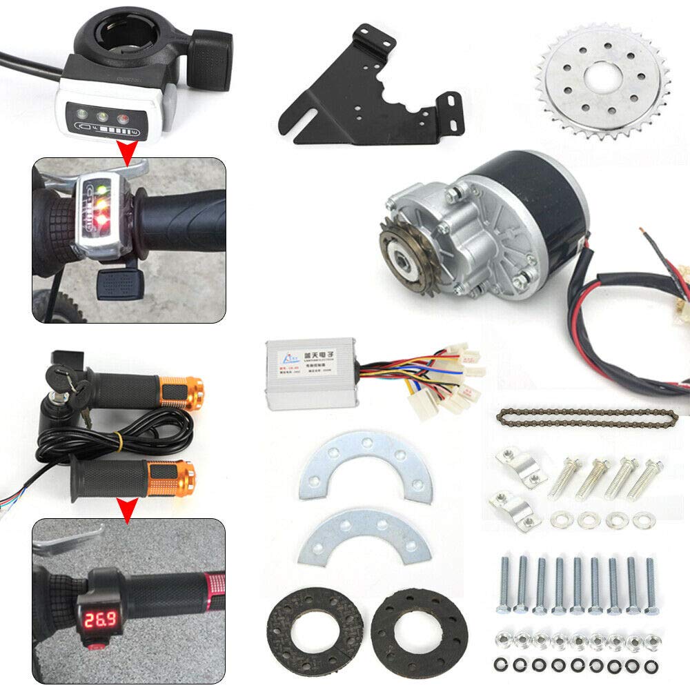 DYRABREST 24V 250W Electric Bike Conversion Kit Electric Mountain Bicycle Hub Motor Kit Drive Motor Kit Engine Conversion Custom Kit for Left Side Mountain Bike (Thumb Kit)