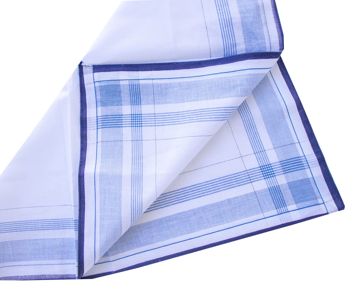 Men's handkerchiefs 100% Cotton White Color Border Hankies Pocket Square 43cm Square 9PCS