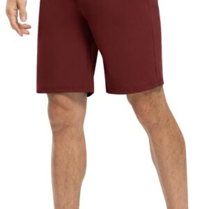 Rdruko Men's Work Shorts Stretch Dry Fit Golf Dress Sports Shorts(Wine Red, US 36)