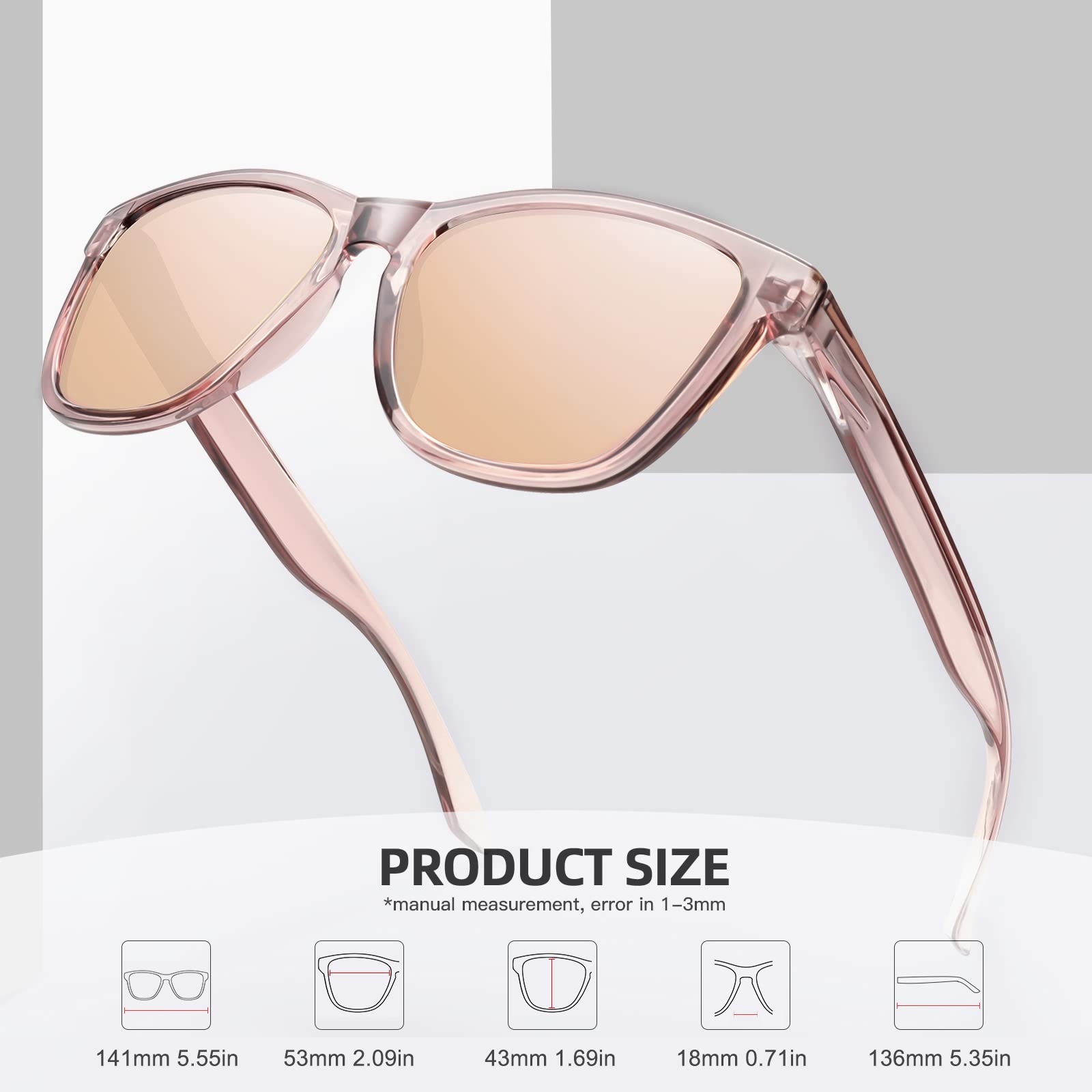 MEETSUN Polarized Sunglasses for Women Men Trendy Classic Designer Retro Driving Sun Glasses 100% UV Protection - Coffee Frame/Gold Mirrored Lens