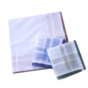 Men's handkerchiefs 100% Cotton White Color Border Hankies Pocket Square 43cm Square 9PCS