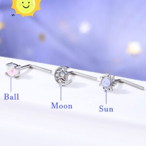 MeIighting Nose Rings 20G Moon Nose Studs Stainless Steel 316L Sun Nose Piercing Jewelry L Shaped for Women Men Body Piercing Jewelry