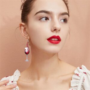 ONLYJUMP Simulation Beer Earrings Wine Glass Earrings for Women Cute Beer Glass Earrings Yellow Whisky Earrings Red Wine Glass Earrings Acrylic Earrings Funny Jewelry (Red Wine Glass)