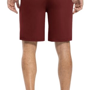 Rdruko Men's Work Shorts Stretch Dry Fit Golf Dress Sports Shorts(Wine Red, US 36)