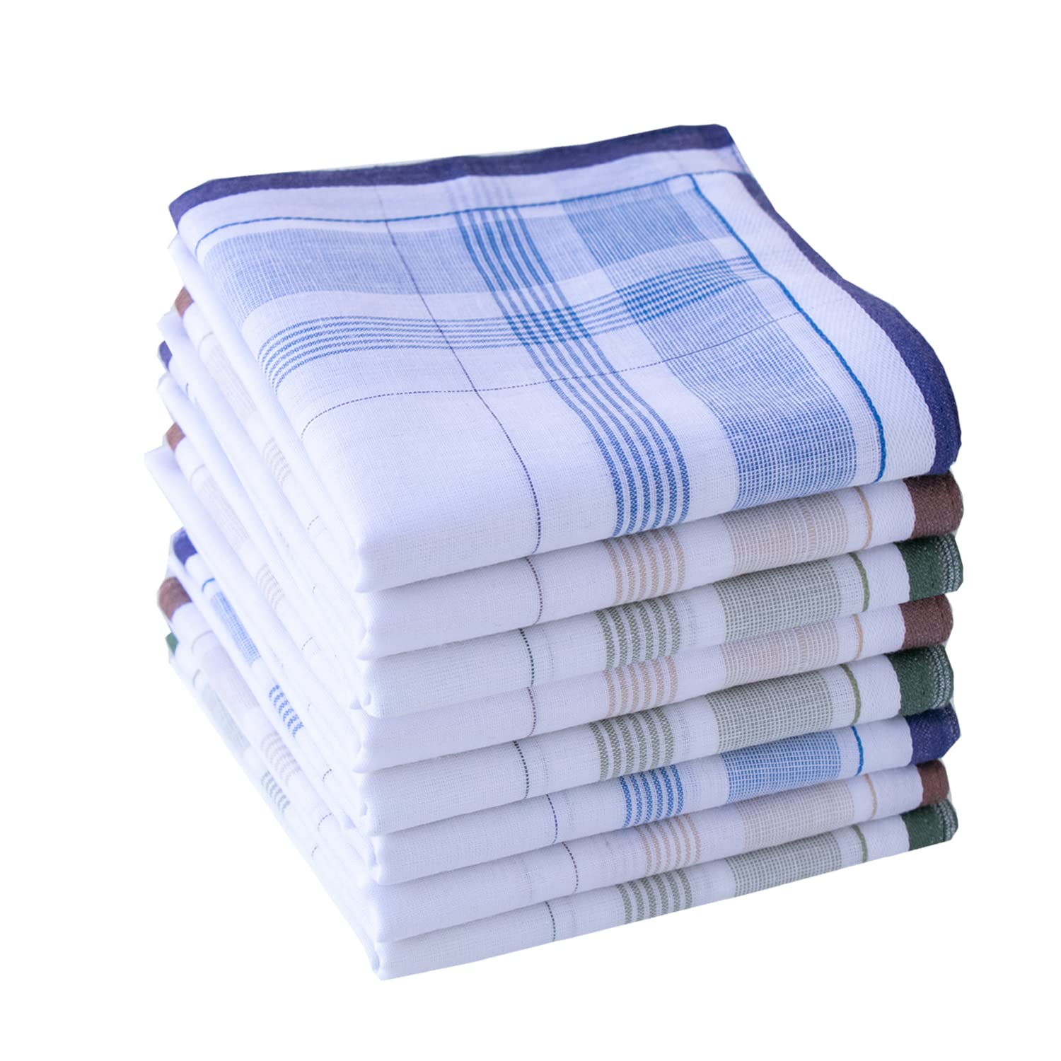 Men's handkerchiefs 100% Cotton White Color Border Hankies Pocket Square 43cm Square 9PCS