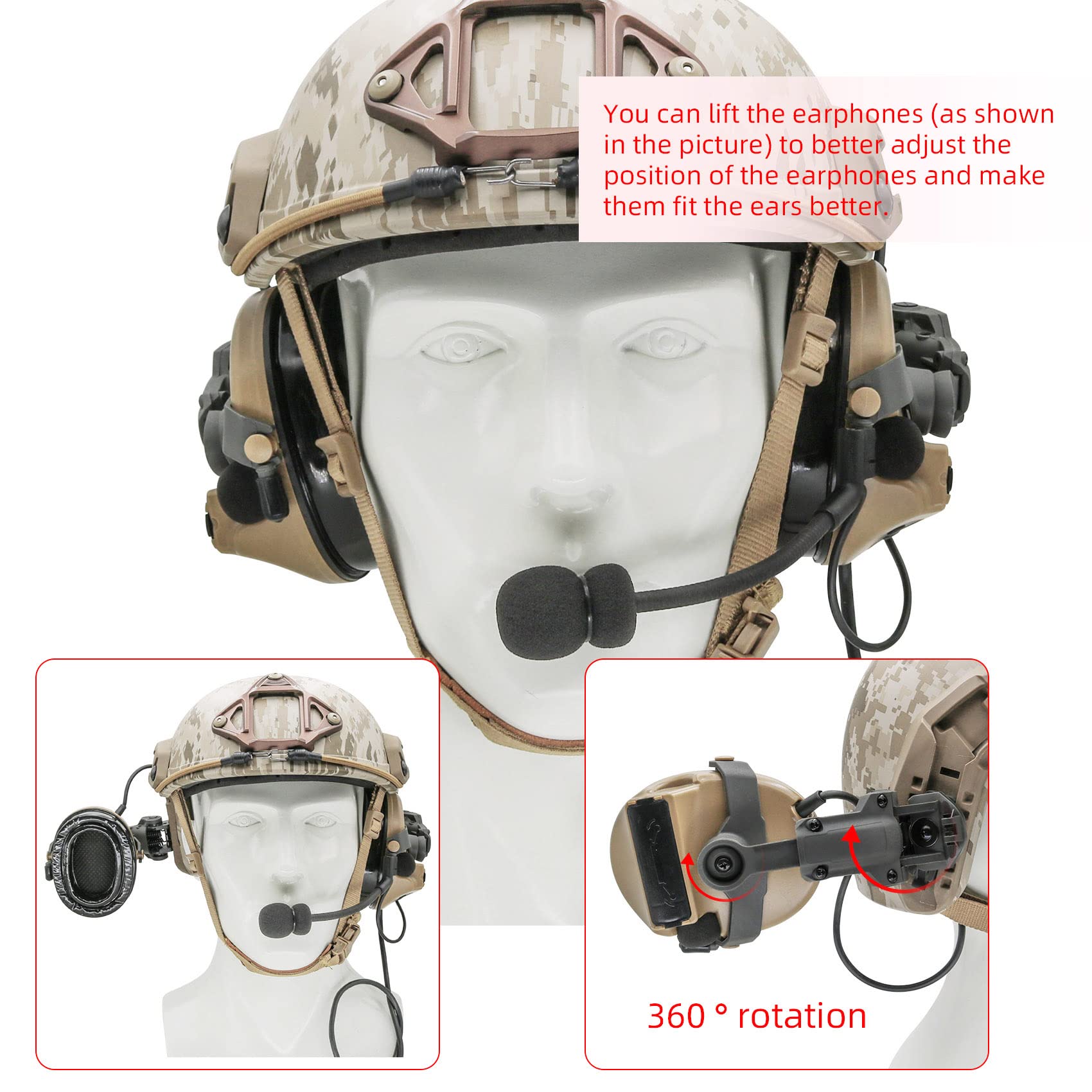 Hearangel ARC Rail Adapter Accessories for Comta ii Comta iii Tactical Headsets Dark Gray Color