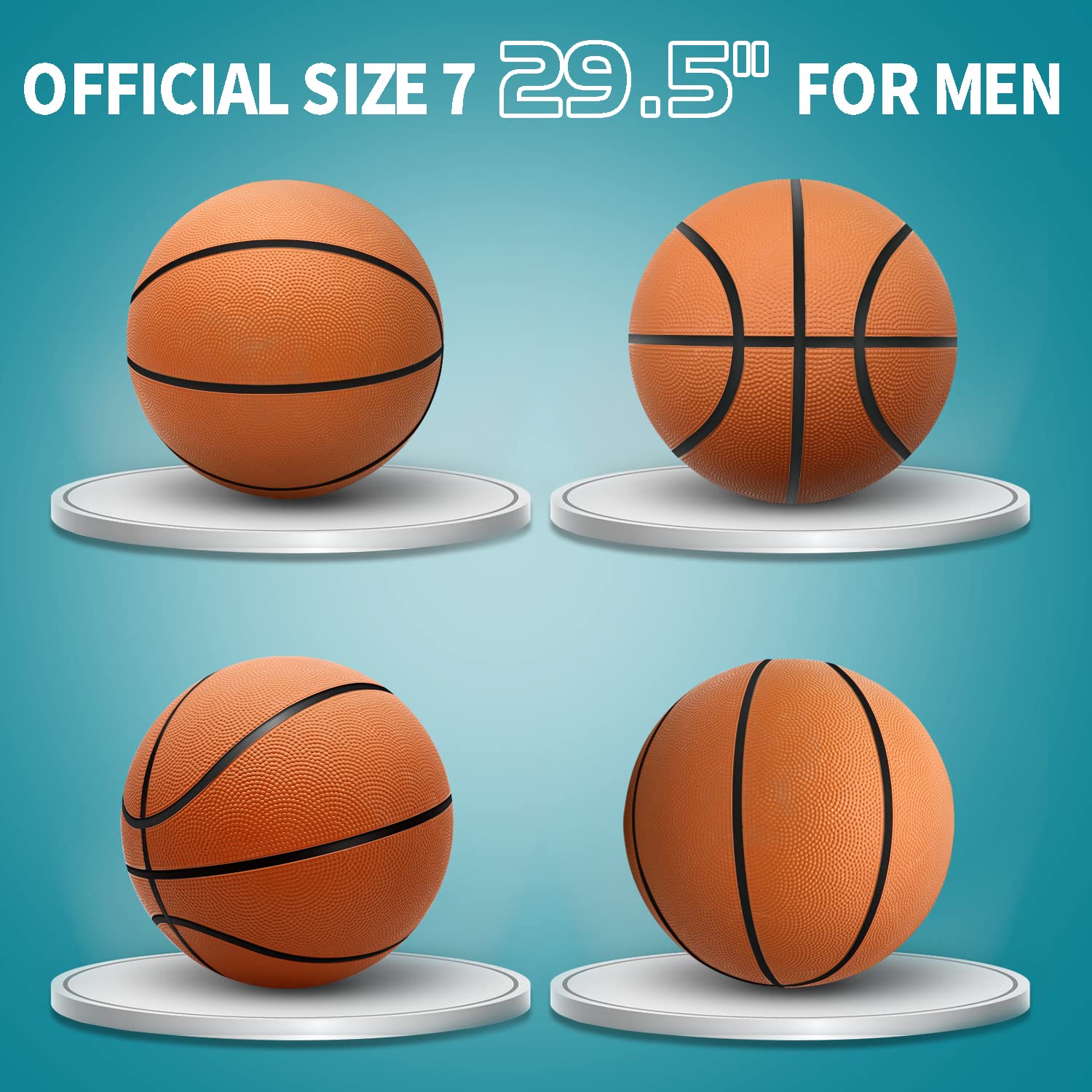 6 Pack 29.5" Official Size 7 Basketball Balls Inflatable with Pump for Men and Women for Outdoor, Indoor or Training, Mens Basketball, Adult Basketball