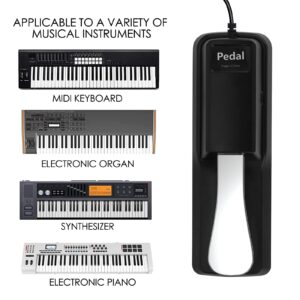 Musiin Universal Midi Keyboard Sustain Pedal with Polarity Switch for Expressive Music Playing on Digital Pianos, Keyboards, and Synthesizers - Durable and Easy Plug-and-Play Design