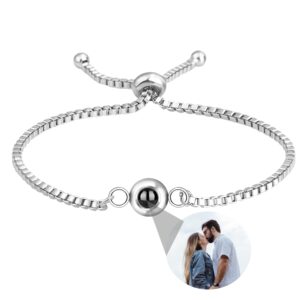 godchoices custom photo bracelet personalized photo projection bracelet circle photo bracelets with picture inside for women/men/couple/best friend