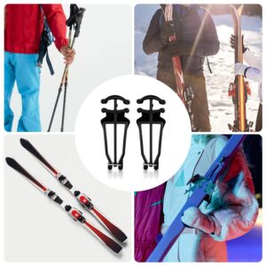 Cross Country Skis and Poles Holder, Universal Ski Pole Clips Holder Ski Pole Carrier Ski Accessories, 1 Pair, Black