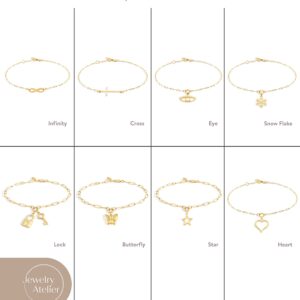 Jewelry Atelier Gold Filled Bracelet Collection – 14K Yellow Gold Filled Dangle/Pendant Bracelet with Solid Clip Chain for Women (Different Sizes and Styles with Extension/Adjustable Chain)