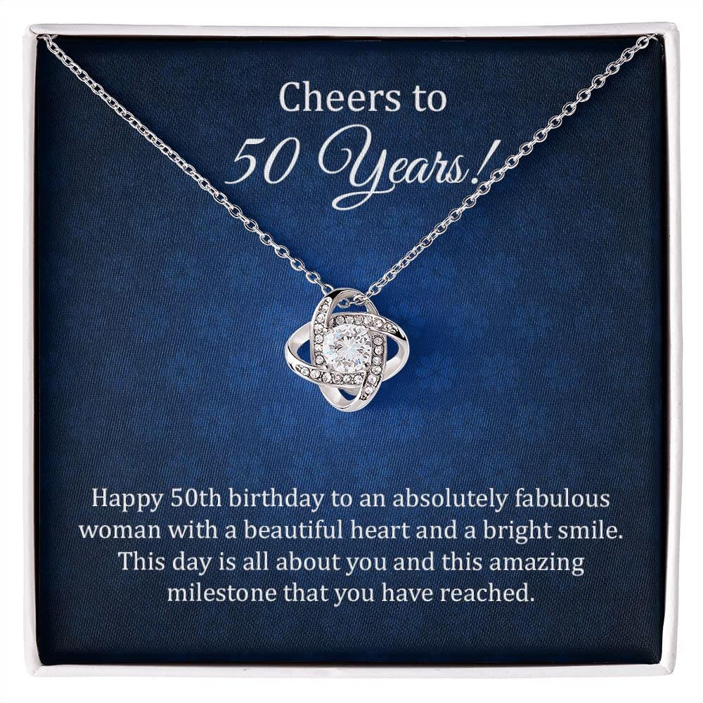 50th Birthday Gifts for Women, Cool Gifts for 50 Year Old Woman or Mom, Love Knot Necklace for Friend of 50th Birthday Gift Ideas from Husband/Friend/Son/Daughter or Neighbor. (Standard Box)