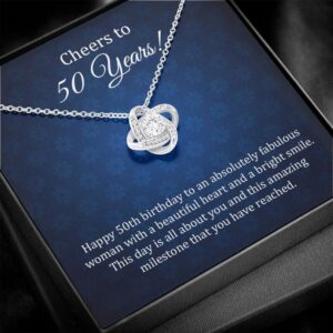 50th Birthday Gifts for Women, Cool Gifts for 50 Year Old Woman or Mom, Love Knot Necklace for Friend of 50th Birthday Gift Ideas from Husband/Friend/Son/Daughter or Neighbor. (Standard Box)