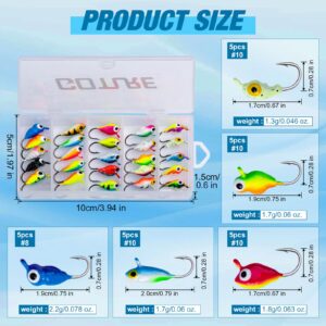 Goture Ice Fishing Jigs Tungsten Kit with Carbon Steel Hooks in Tackle Box, Winter Ice Fishing Lures for Bass, Pike, Trout, Walleye, Crappie, Panfish