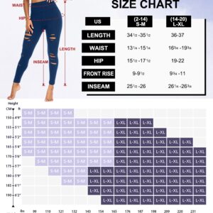 MOREFEEL Leggings for Women Ripped Leggings High Waist Cutout Tummy Control Workout Black Soft Yoga Pants