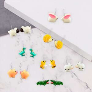 GBAHFY 8 Pairs Creative Funny Cow Bee Drop Dangle Earrings Cute Sweet Cartoon Resin Animal Earrings for Women Fashion Jewelry for Women Gifts Set (8 Piars)