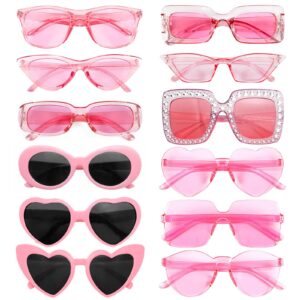 matcheck 12 pack mixed pink color sunglasses classic retro party favors eyewear costume accessories bulk glasses for unisex adult