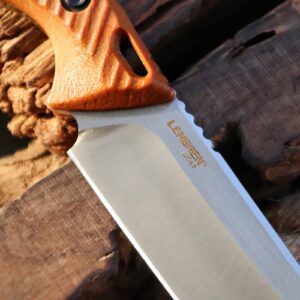 LENGREN Linen Handle DC53 steel Full Tang 10.6 Inches Hunting Knife,with Kydex Sheath,For Men Camping Hiking Hunting (White Blade With Yellow Handle)