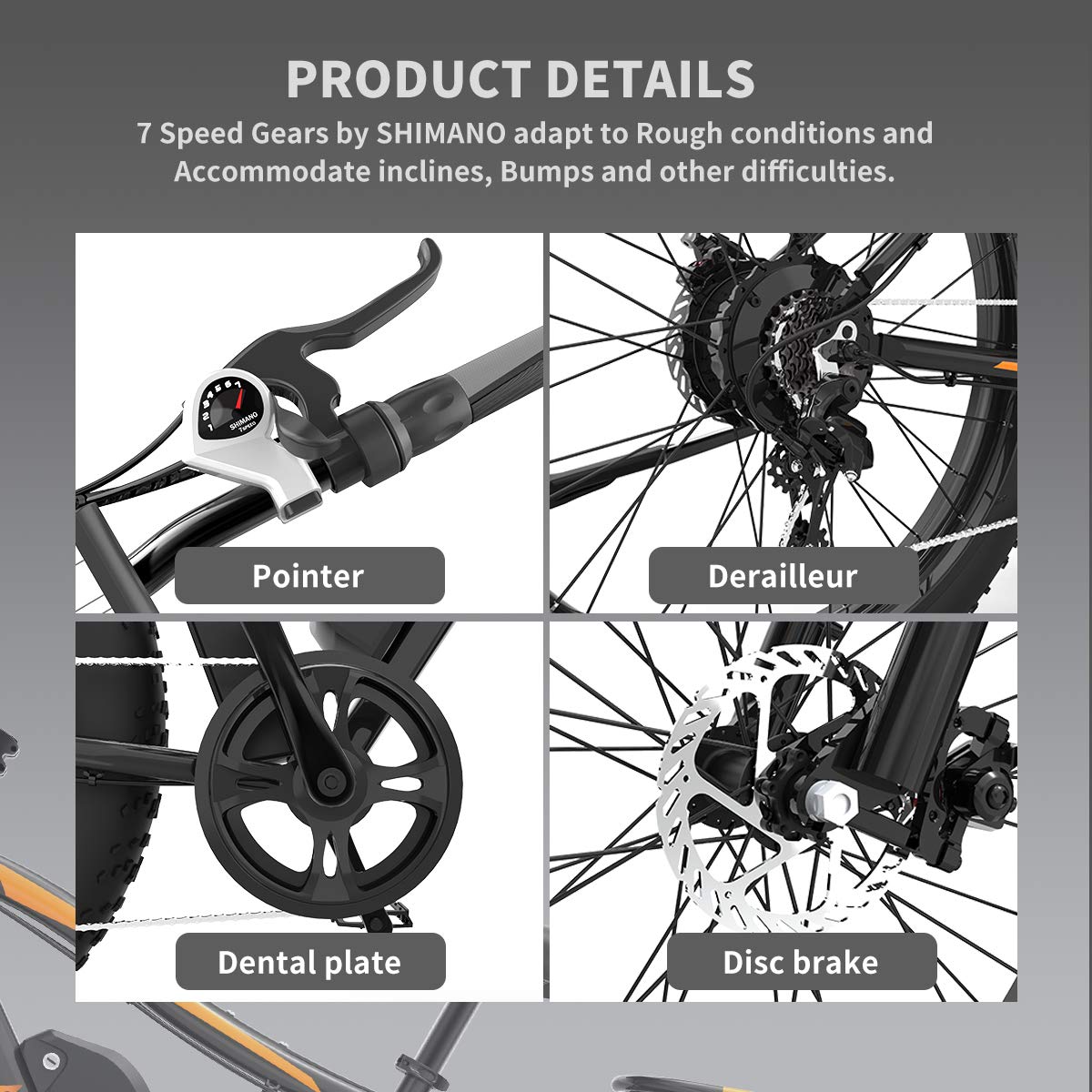 Aostirmotor 750W Electric Bike Fat Tire 48V 13AH Removable Lithium Battery and Fenders