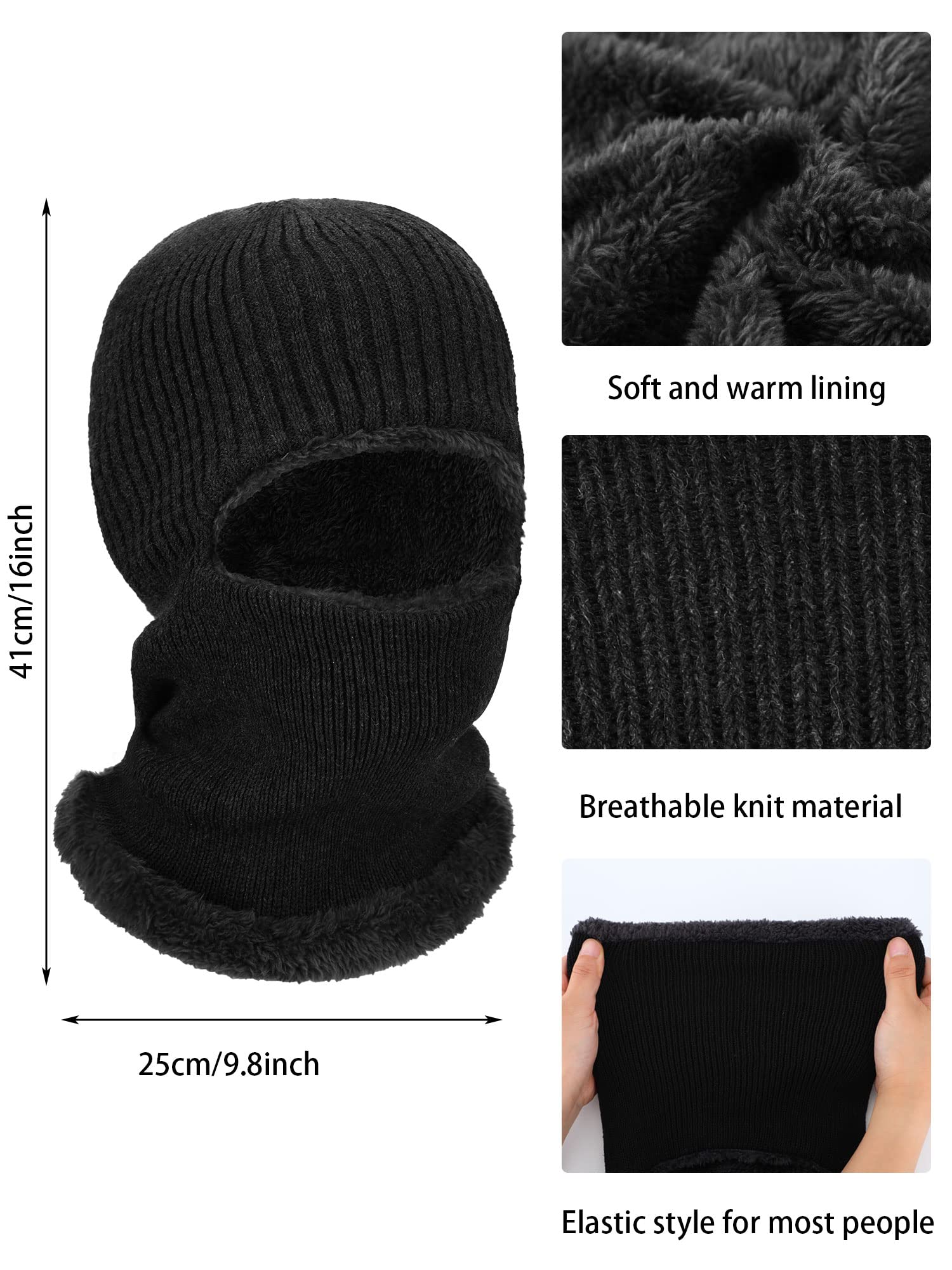 4 Pieces Warm Knitted Balaclava Thermal Fleece Ski Mask Winter Face Mask for Women Men Outdoor Sports Cold Weather, 4 Colors