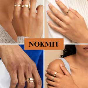 NOKMIT 1mm 3mm 5mm 14K Gold Filled Rings Set for Women Dainty Cute Stacking Stackable Thumb Pinky Bands Non Tarnish Comfort Fit Size 5 to 10 (7)