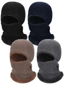 4 pieces warm knitted balaclava thermal fleece ski mask winter face mask for women men outdoor sports cold weather, 4 colors