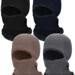 4 Pieces Warm Knitted Balaclava Thermal Fleece Ski Mask Winter Face Mask for Women Men Outdoor Sports Cold Weather, 4 Colors