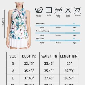 CQC Women's Sleeveless Golf Shirts Quick Dry Floral Athletic Polo with Collar Zip Up Lightweight Tennis Tank Tops Fructus M