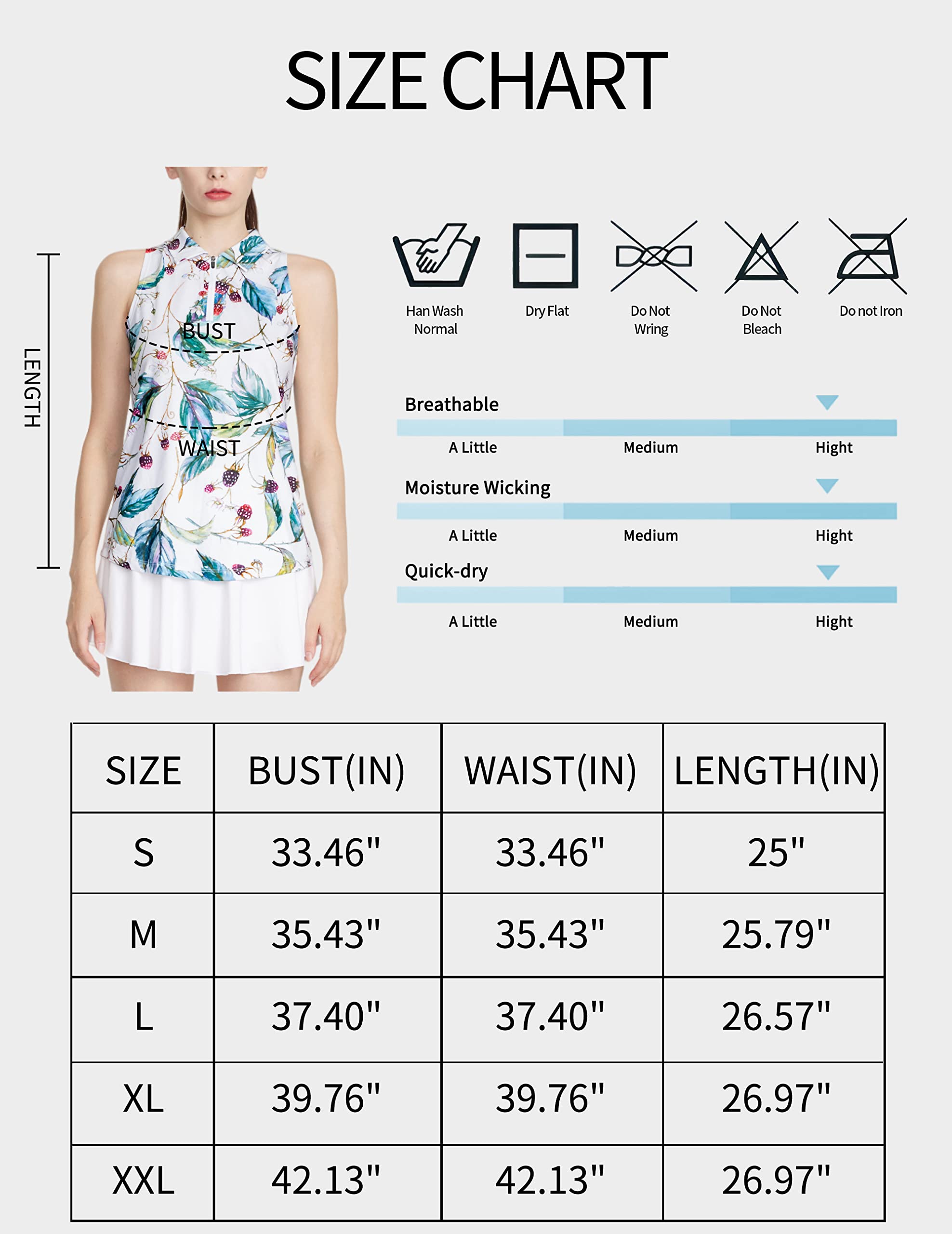 CQC Women's Sleeveless Golf Shirts Quick Dry Floral Athletic Polo with Collar Zip Up Lightweight Tennis Tank Tops Fructus M