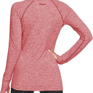 TSLA Women's Long Sleeve Shirts, Lightweight Crewneck Yoga Workout Tops, Athletic Sports Performance Running T-Shirts, Stretch Crew Spacedye Dusty Rose, X-Large