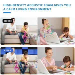 TEMGCUAM 48 Pack Acoustic Foam Panels |1 "x12 "x12" Rapid Recovery Acoustic Wall Panels |High Density Sound Reducing Panels for Home Studio |With Adhesive Stickers 240PCS (24 Black+24 Blue)