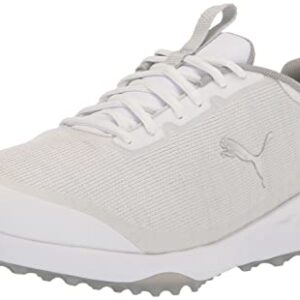 PUMA Golf Men's Fusion PRO Extra Wide Golf Shoe, Puma White-Puma Silver-High Rise, 9.5