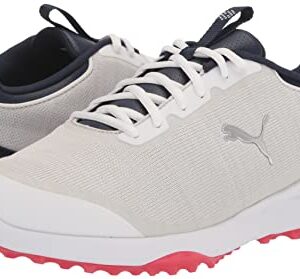 PUMA Golf Men's Fusion PRO Golf Shoe, Puma White-Puma Navy-for All Time Red, 13