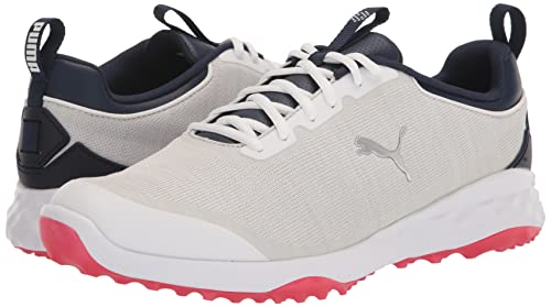 PUMA Golf Men's Fusion PRO Golf Shoe, Puma White-Puma Navy-for All Time Red, 13