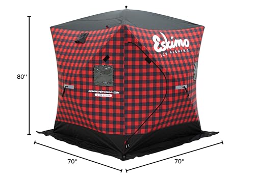 Eskimo QuickFish™ 3i Limited Edition, Pop-Up Portable Shelter, Insulated, Plaid, Three Person, 41445