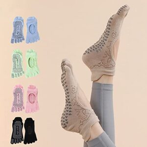 POKEAT 6Pair Winter Yoga Toe Socks with Grips Warm Soft Pilates Women Toe Socks Barre Fitness Non Slip Sport Socks for Women