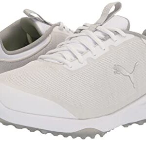 PUMA Golf Men's Fusion PRO Extra Wide Golf Shoe, Puma White-Puma Silver-High Rise, 9.5