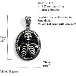 COSUMOSU Skull Skeleton Body 925 sterling silver large Pendant for Necklace